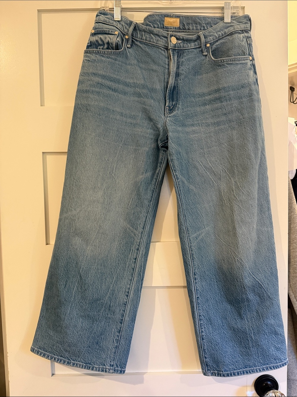 MOTHER Relaxed Straight-Leg Jeans in Light Blue Wash